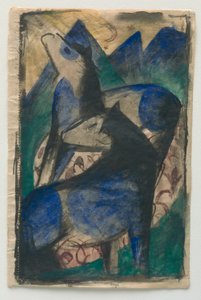 Två blå hästar. av Franz Marc