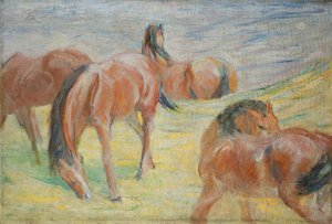 Betande hästar I av Franz Marc