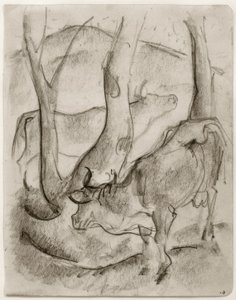 Två kor under träd av Franz Marc