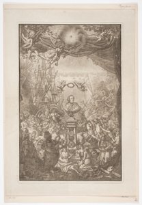 Titelblad med byst av Frederik V. för verket Auserlesene Schenecken, Muscheln.