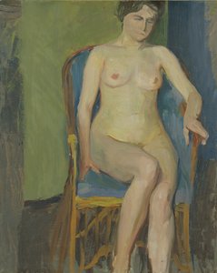 Sittande naken (olja på papper på duk)