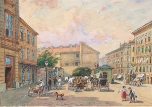 Burggassen-linjen i Wien (hörnet av Kaiserstraße och Burggasse)