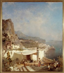 Neapelbukten. Målning av Franz Richard Unterberger (1838-1902) Ec. Bel. av Franz Richard Unterberger