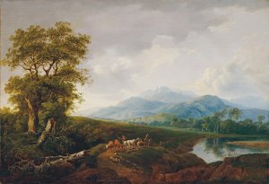 landskap med snö berg av Franz Scheyerer