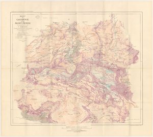 Karta över Gavarnie-massivet och Mont Perdu publicerad 1914 av Franz Schrader