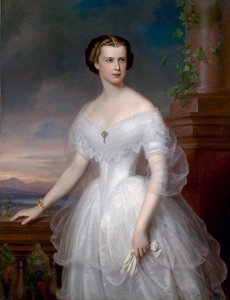 """"Porträtt av Elisabeth av Wittelsbach (1837-1898) (sissi eller sisi), kejsarinna av Österrike (1854-1898) och drottning av Ungern (1867-1898)"" Målning av Franz Schrotzberg (1811-1889) cirka 1853 Privat samling