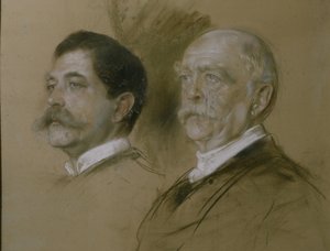 Otto von Bismarck och hans son Herbert, statssekreterare i utrikesdepartementet 1860-90, 1892 (kol på papper)