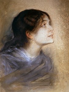 Porträtt av Eleonora Duse (Vigevano 1858 - Pittsburgh 1924), italiensk skådespelerska, målning av Franz von Lembach (1836-1904), pastell på kartong, 68x47 cm