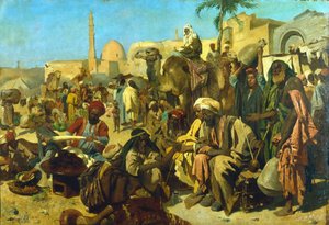 "En marknad i Kairo", c sent 1800-tal av Franz Theodor Wurbel