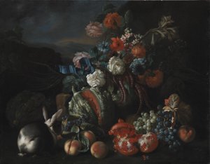 Stenbas med blommor och frukt av Franz Werner Tamm