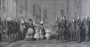 Drottning Victoria av England (1819-1901) tar emot Louis-Philippe I (Louis Philippe d
