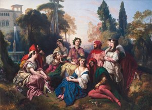 Decameron (Decameron). Komposition inspirerad av novellsamlingen av Giovanni Boccaccio (Jean Boccace av Franz Xaver Winterhalter