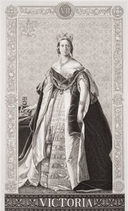 Drottning Victoria (1819-1901) från "Illustrationer av engelsk och skotsk historia" volym II av Franz Xaver Winterhalter