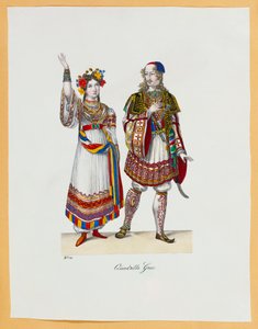 En samling maskeraddräkter, 1827 av Franz Xavier Nachtmann