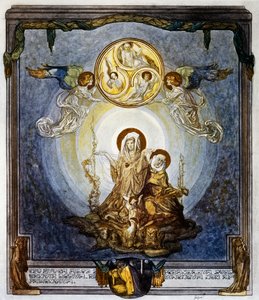 Tro är innehållet i saker vi hoppas på, Och bevis på dem som inte syns, Och detta förefaller mig som dess sanslösa, canto XXIV, Heaven, Divine Comedy av Dante Alighieri, illustration av Franz von Bayros (1866-1924), Wien