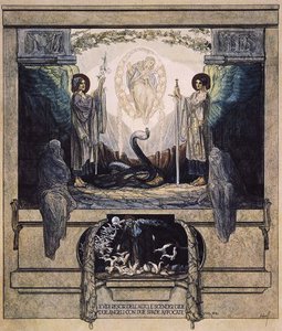 Illustration från Dantes gudomliga komedi, skärselden, Canto VIII: 24, 1921 (wc på papper) av Franz von Bayros