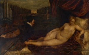 Kopia efter Tizian: Vilande Venus och orgelspelare av Franz von Lenbach
