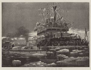 Frost, snö och is på Medway, Sheerness Harbor efter en snöstorm av Fred T. Jane