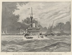 Sjömanövrarna, preliminära ångtaktiker för Red B-flottan, under konteramiral E H Seymour av Fred T. Jane