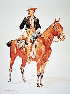 Löjtnant S.C. Robertson, chef för Crow Scouts, från en akvarell från 1890 (färg litho)