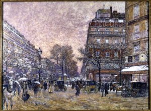 Kardinal Lemoine vägskäl med snö, Paris