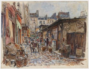 Marché des Enfants Rouges, västra sidan, i regnet