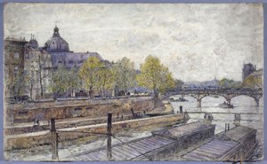 Quai Conti och Pont des Arts av Frederic Anatole Houbron