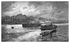 Nattscen, Darling Harbour, Sydney, New South Wales, Australien, 1886.