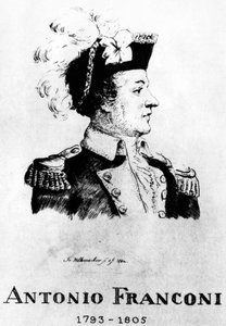 Cirkus: Eau forte av Frédéric Hillemacher, porträtt av Antonio Franconi (1793-1805) - i "The Franconi Circus"".