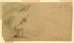 Molnig kvällshimmel över en kulle av Frederic Edwin Church