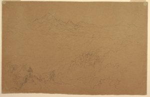 Teckning, landskap i Anderna, juli 1853 av Frederic Edwin Church