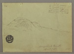 Teckning, Bare Hill, Akropolis vid Korinth, Grekland, april 1869 av Frederic Edwin Church