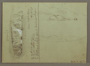 Teckning, Bare Hill, Akropolis vid Korinth, Grekland, april 1869 av Frederic Edwin Church