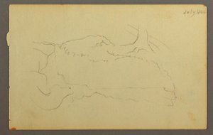 Teckning, Bas av träd, stenblock, 1844 av Frederic Edwin Church