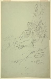 Ritning, Basen av kullen väster om Suk Wadi, Barada, 4 maj 1868 av Frederic Edwin Church