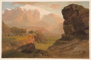 Teckning, Bashan Fantasy, april 1869 av Frederic Edwin Church