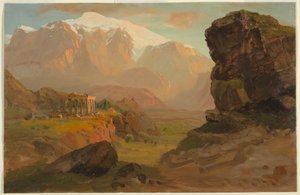 Teckning, Bashan Fantasy, april 1869 av Frederic Edwin Church