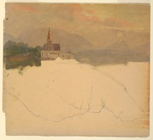 Teckning, Bavarian Landscape, 1868 av Frederic Edwin Church