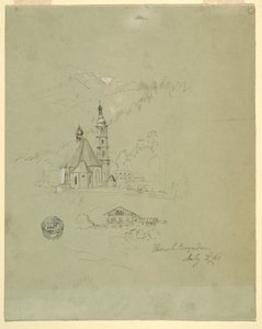 Teckning, Berchtesgaden, Bayern, 3 juli 1868 av Frederic Edwin Church