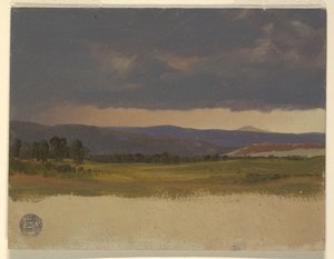 Teckning, Blue Hill under låga moln, 1869-70 av Frederic Edwin Church