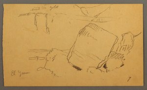 Teckning, Boulders, februari möjligen 1868 av Frederic Edwin Church
