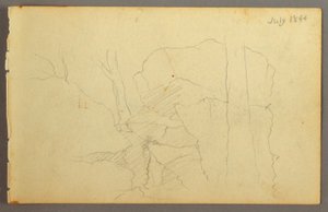 Teckning, Stenblock bland träd, 1844 av Frederic Edwin Church