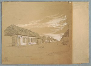 Ritning, Calle de Commerce, Barranquilla, Colombia, maj 1853 av Frederic Edwin Church
