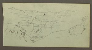 Teckning, Canyon, möjligen 1868 av Frederic Edwin Church