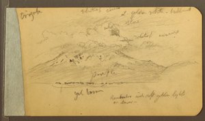 Teckning, Molnbeklädda berg, 1889 av Frederic Edwin Church