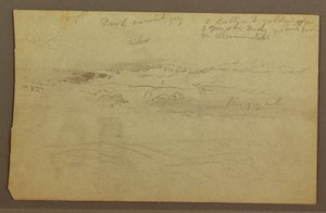 Teckning, Molnstudie över kullar, 1860-talet av Frederic Edwin Church