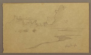 Teckning, Moln och strand, "Bloxburgh", augusti 1865 av Frederic Edwin Church