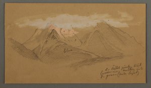 Teckning, Moln över bergstoppar, möjligen 1868 av Frederic Edwin Church
