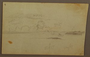 Ritning, Moln över kullen, 1863 av Frederic Edwin Church