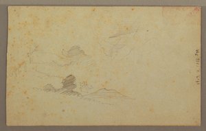 Teckning, Molnig himmel över dalen, juli 1863 av Frederic Edwin Church